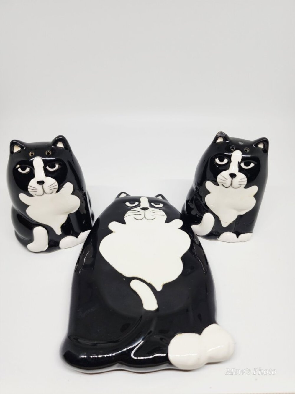 Vintage - Set of Cat Spoon Rest and Salt & Pepper Shaker